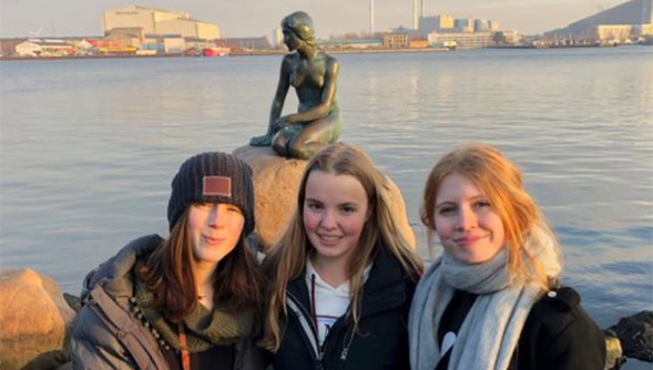 Exchange students with the little mermaid in Denmark