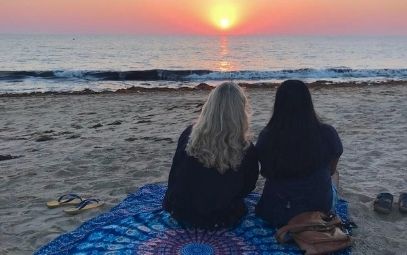 Girls with a sunset
