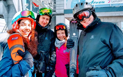 Host family skiing