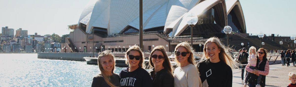 Students at the Opera House in Sydney