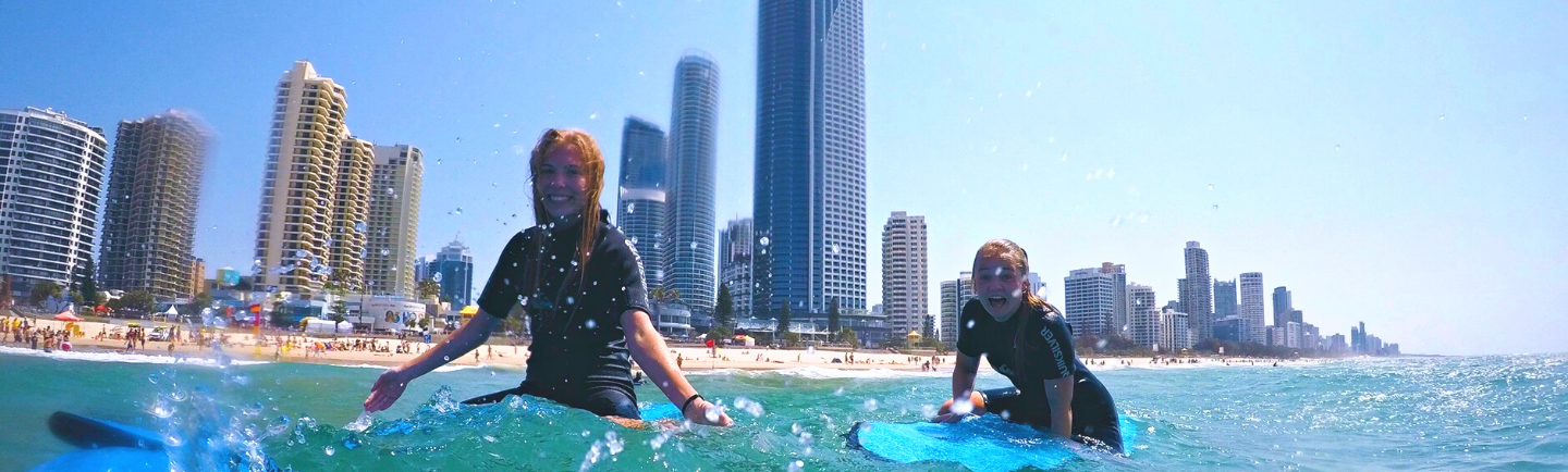 Girls on surfboards in Australia