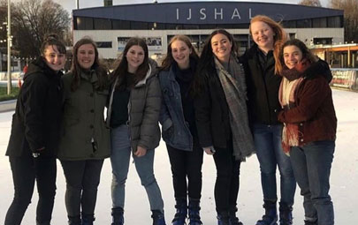 Group ice skating in the Netherlands