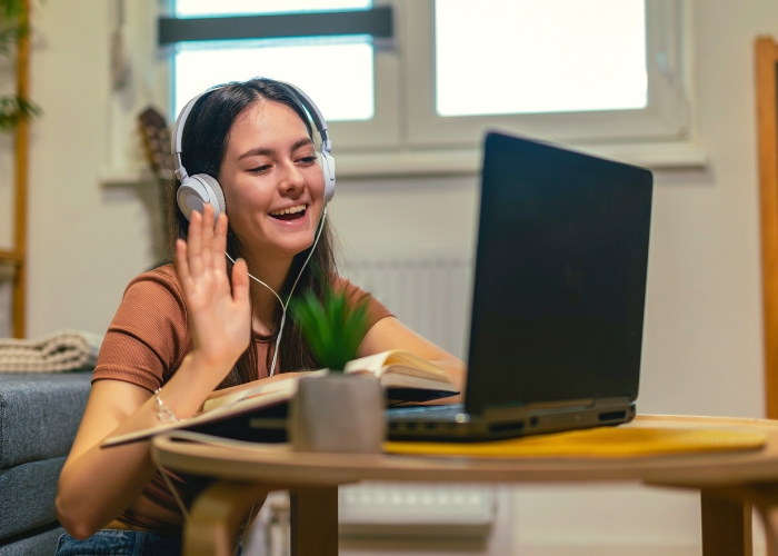 Student at an online class